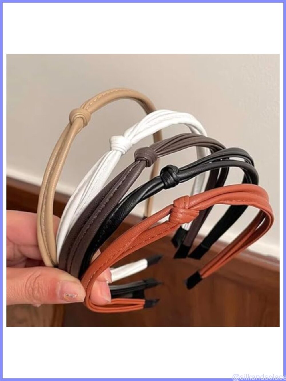 5pc Knotted Leather Headbands Non-Slip Hair Accessories Set